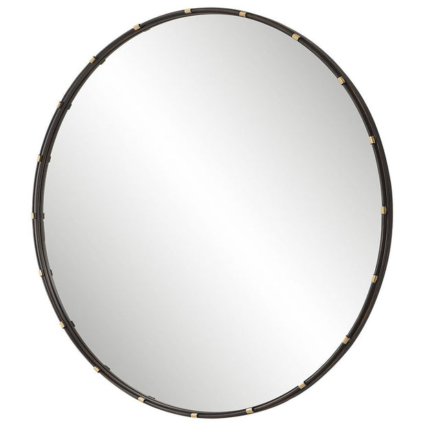 Casa Bella Living Dark Rich Bronze With Small Antique Gold Rings Framed Mirror
