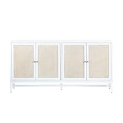 Crestview Collection Sandy Shores White And Rattan 4- Door Sideboard