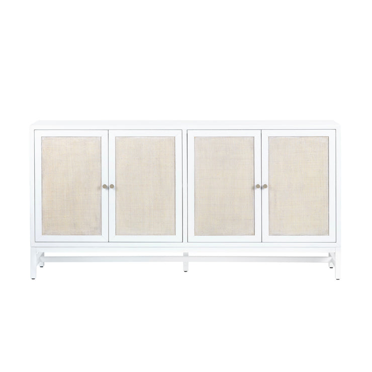 Crestview Collection Sandy Shores White And Rattan 4- Door Sideboard