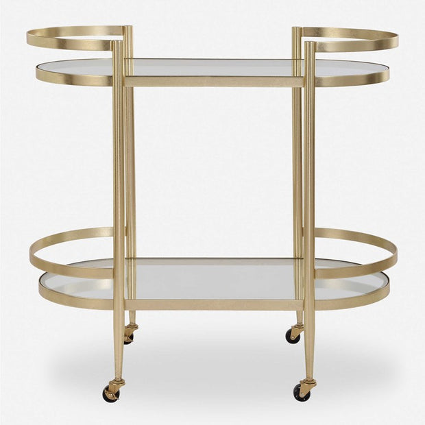 Uttermost Isabelle Gold Leaf Finished Iron Bar Cart