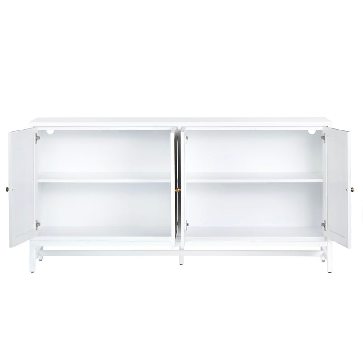 Crestview Collection Sandy Shores White And Rattan 4- Door Sideboard