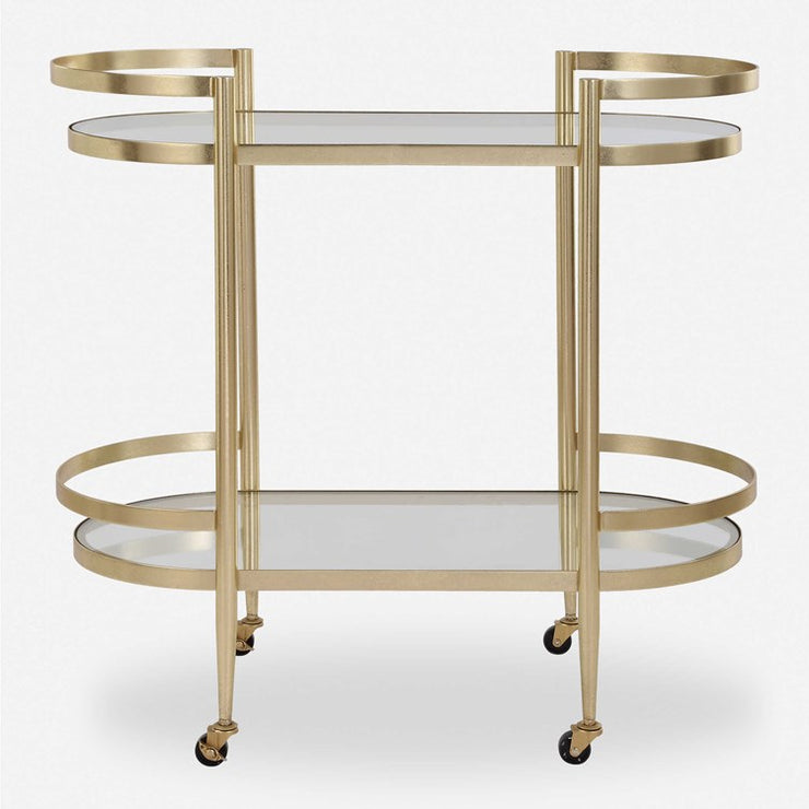 Uttermost Isabelle Gold Leaf Finished Iron Bar Cart