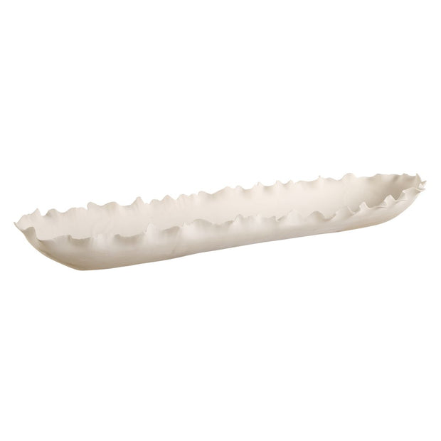 Uttermost Ripple Crest Matte White Finish Elongated Bowl