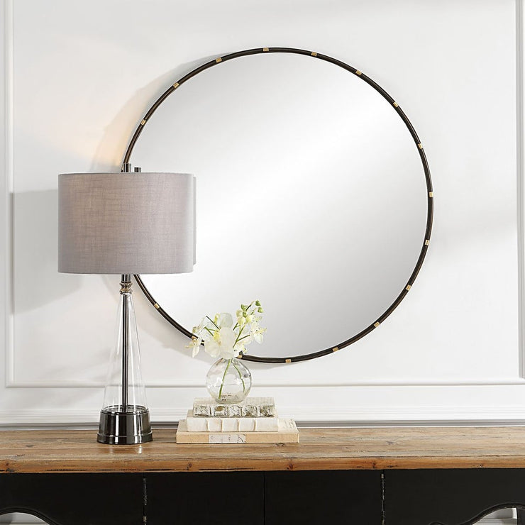 Casa Bella Living Dark Rich Bronze With Small Antique Gold Rings Framed Mirror