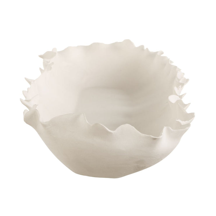 Uttermost Ripple Crest Matte White Finish Elongated Bowl