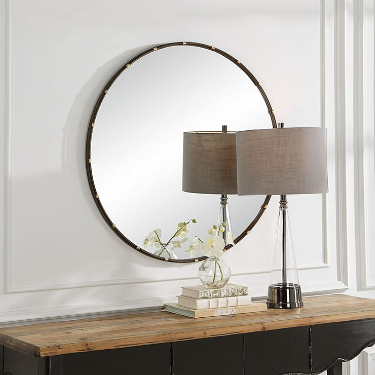 Casa Bella Living Dark Rich Bronze With Small Antique Gold Rings Framed Mirror