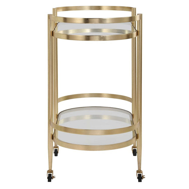 Uttermost Isabelle Gold Leaf Finished Iron Bar Cart