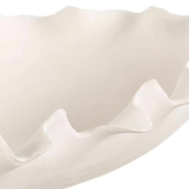 Uttermost Ripple Crest Matte White Finish Elongated Bowl