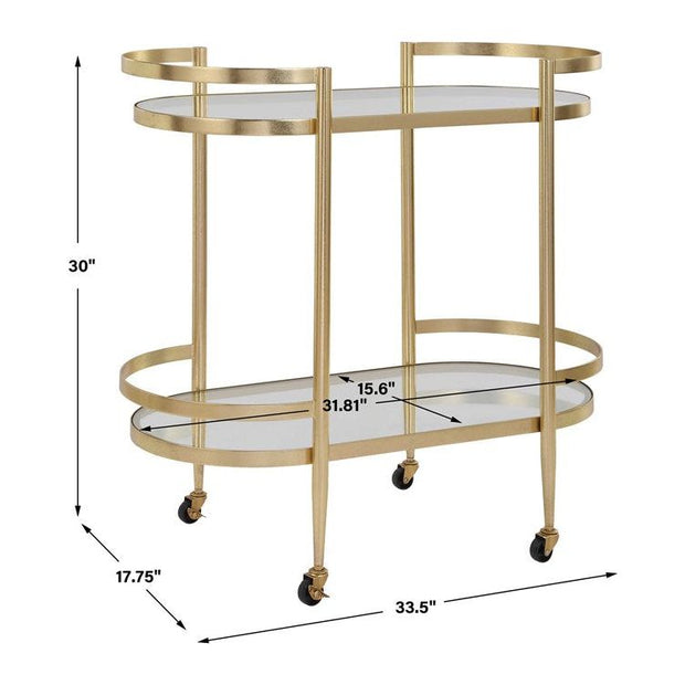 Uttermost Isabelle Gold Leaf Finished Iron Bar Cart