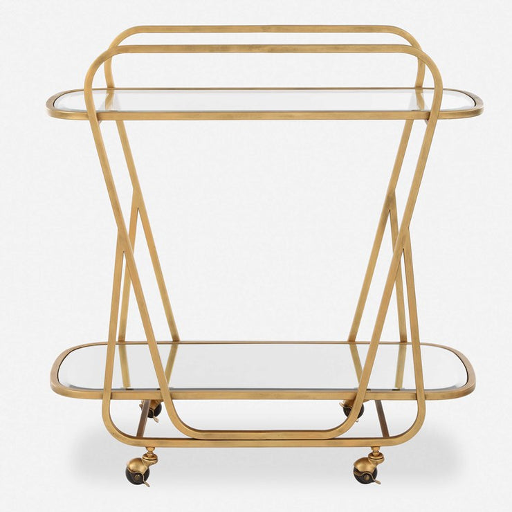 Uttermost Swain Antique Brass Finish Iron Serving Cart