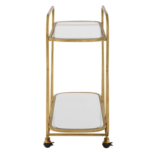 Uttermost Swain Antique Brass Finish Iron Serving Cart