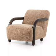 Four Hands Aniston Shearling Accent Chair ~ Andes Toast Upholstered Faux Mongolian Shearling Fur
