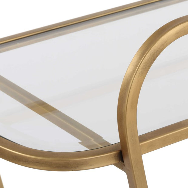 Uttermost Swain Antique Brass Finish Iron Serving Cart