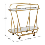 Uttermost Swain Antique Brass Finish Iron Serving Cart