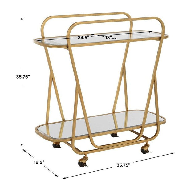 Uttermost Swain Antique Brass Finish Iron Serving Cart