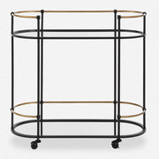 Uttermost Andre Satin Black with Antique Gold Finished Iron Bar Cart