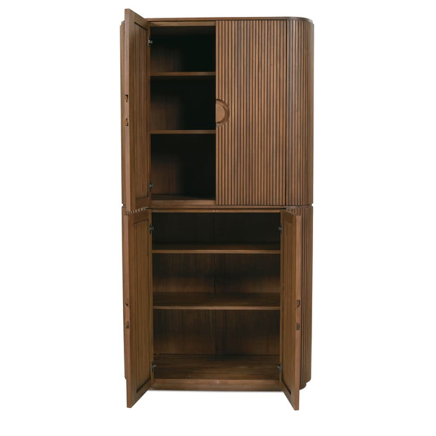 Rowe Furniture Kindred Fluted Wood Tall Cabinet ~ Sesame Finish