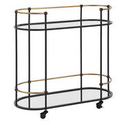 Uttermost Andre Satin Black with Antique Gold Finished Iron Bar Cart