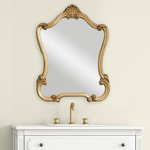 Casa Bella Living Traditional Lightly Distressed Gold Framed Mirror