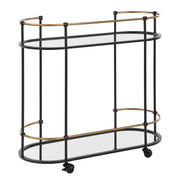 Uttermost Andre Satin Black with Antique Gold Finished Iron Bar Cart