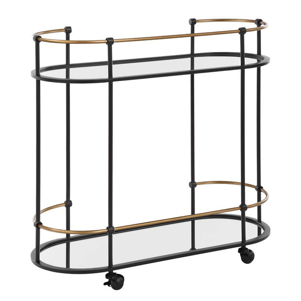 Uttermost Andre Satin Black with Antique Gold Finished Iron Bar Cart