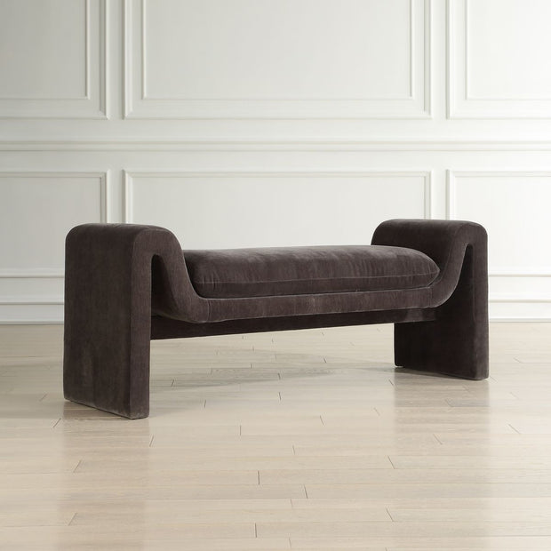 Uttermost Manson Charcoal Velvet Upholstered Bench