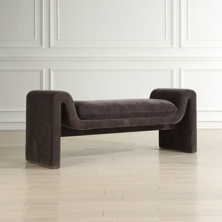 Uttermost Manson Charcoal Velvet Upholstered Bench