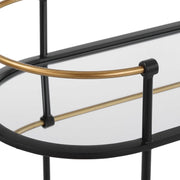 Uttermost Andre Satin Black with Antique Gold Finished Iron Bar Cart