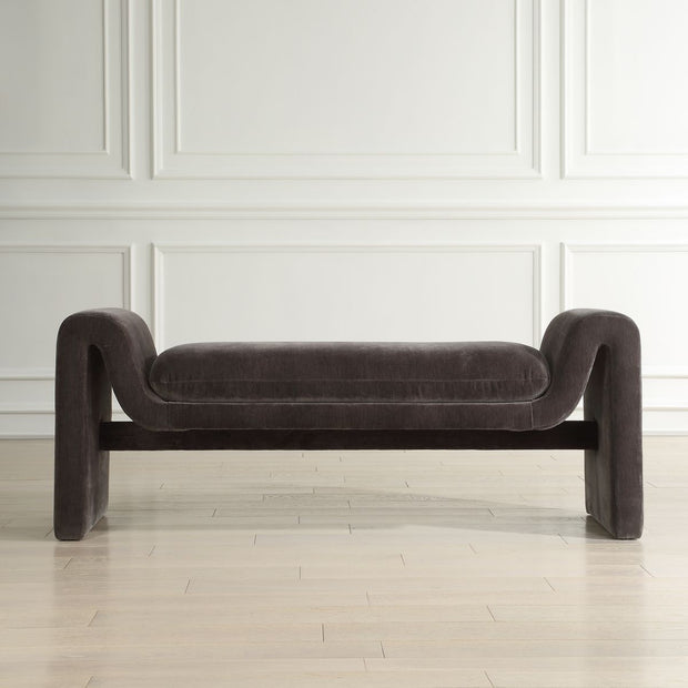 Uttermost Manson Charcoal Velvet Upholstered Bench