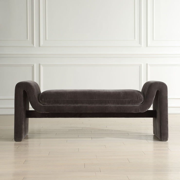 Uttermost Manson Charcoal Velvet Upholstered Bench