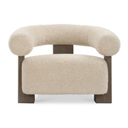 Uttermost Lennox Barrel Shearling Cushion Accent Chair With Dark Walnut Wood