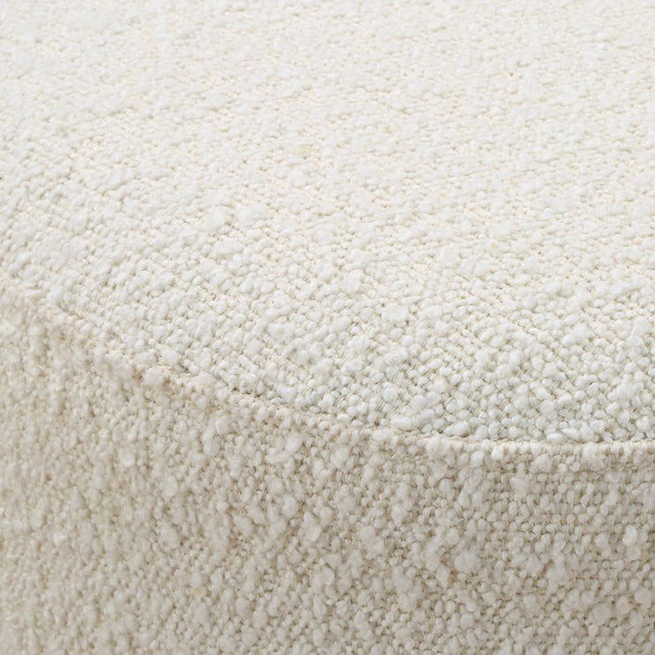 Uttermost Swirls Ivory Boucle with Burl Wood Round Ottoman