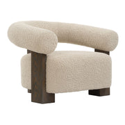 Uttermost Lennox Barrel Shearling Cushion Accent Chair With Dark Walnut Wood