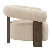 Uttermost Lennox Barrel Shearling Cushion Accent Chair With Dark Walnut Wood