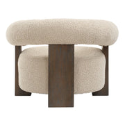 Uttermost Lennox Barrel Shearling Cushion Accent Chair With Dark Walnut Wood