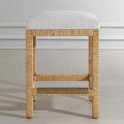 Uttermost Muriel Off White Cushioned Seat Rattan Counter Stool