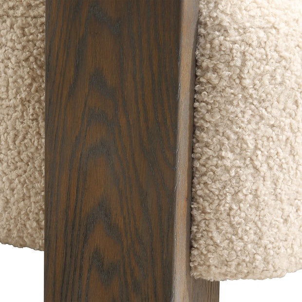 Uttermost Lennox Barrel Shearling Cushion Accent Chair With Dark Walnut Wood