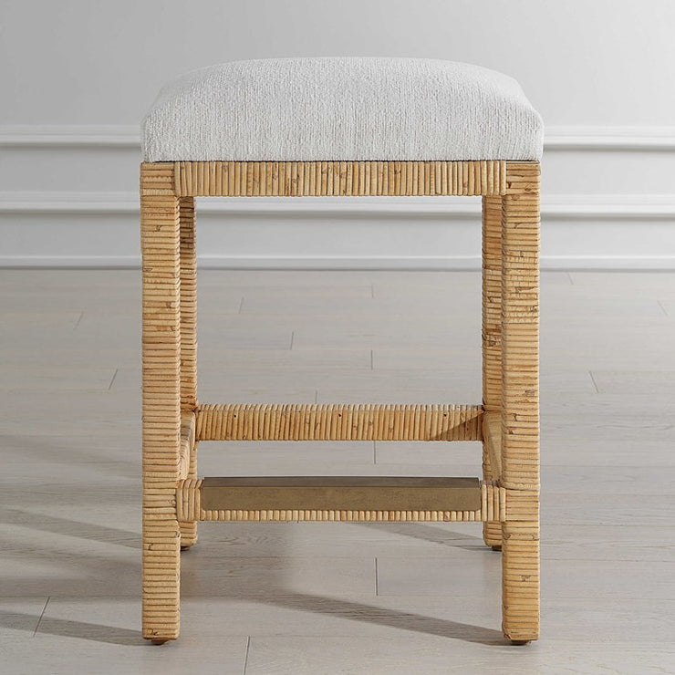 Uttermost Muriel Off White Cushioned Seat Rattan Counter Stool