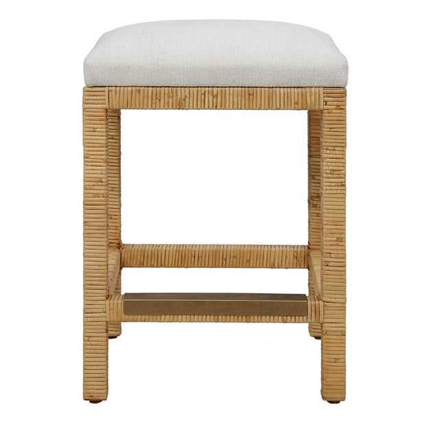 Uttermost Muriel Off White Cushioned Seat Rattan Counter Stool
