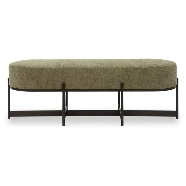 Uttermost Merino Moss Green Upholstered Bench With Bronze Iron Frame