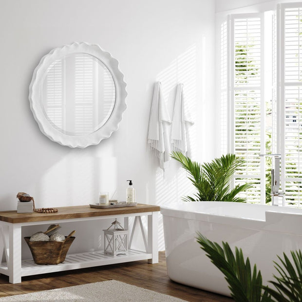 Casa Bella Living Coastal White Coral Matte White Finished Mirror