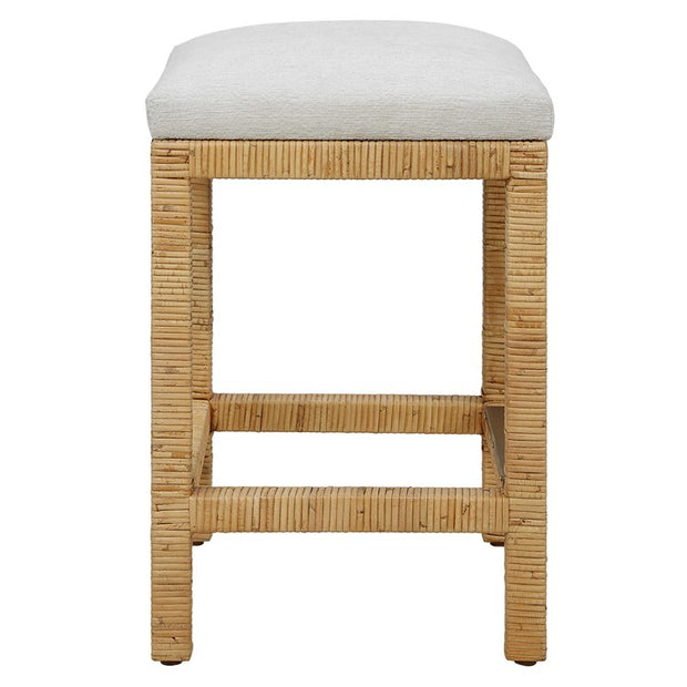 Uttermost Muriel Off White Cushioned Seat Rattan Counter Stool