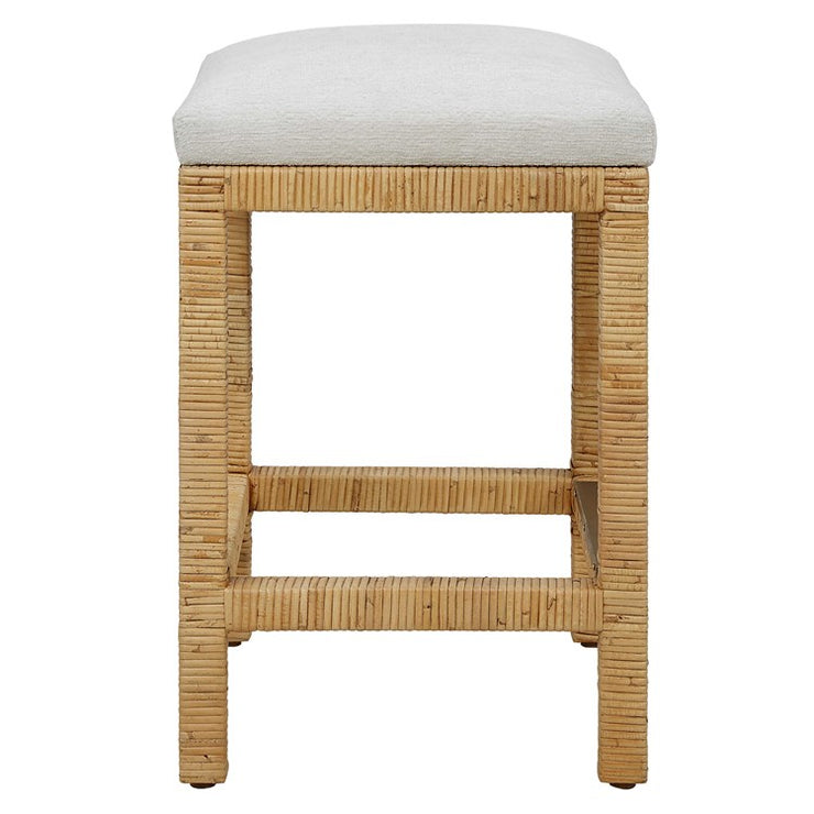 Uttermost Muriel Off White Cushioned Seat Rattan Counter Stool