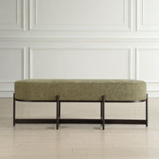 Uttermost Merino Moss Green Upholstered Bench With Bronze Iron Frame