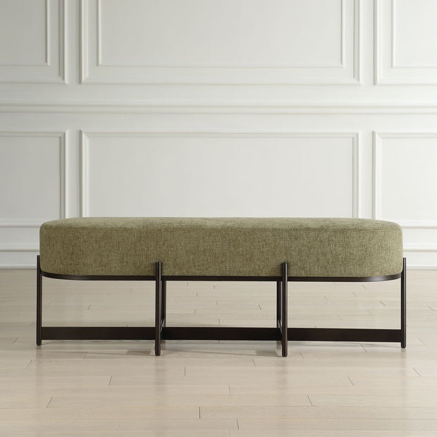 Uttermost Merino Moss Green Upholstered Bench With Bronze Iron Frame