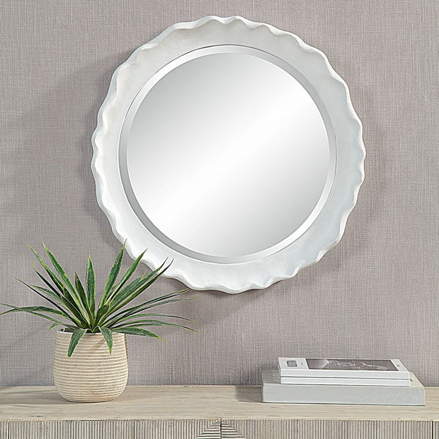 Casa Bella Living Coastal White Coral Matte White Finished Mirror