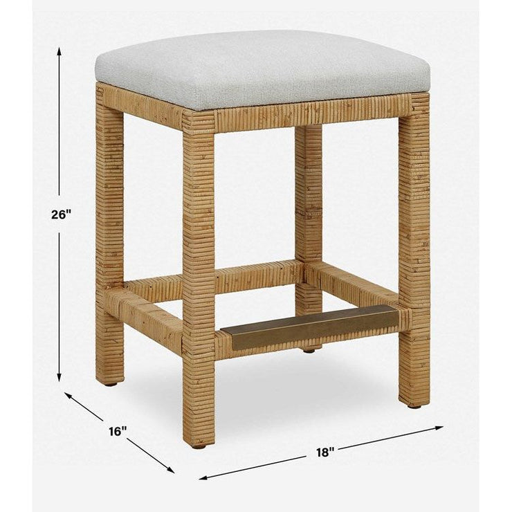 Uttermost Muriel Off White Cushioned Seat Rattan Counter Stool