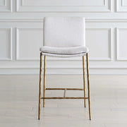 Uttermost Ascend White Boucle Cushioned Seat with Aged Gold Iron Counter Stool