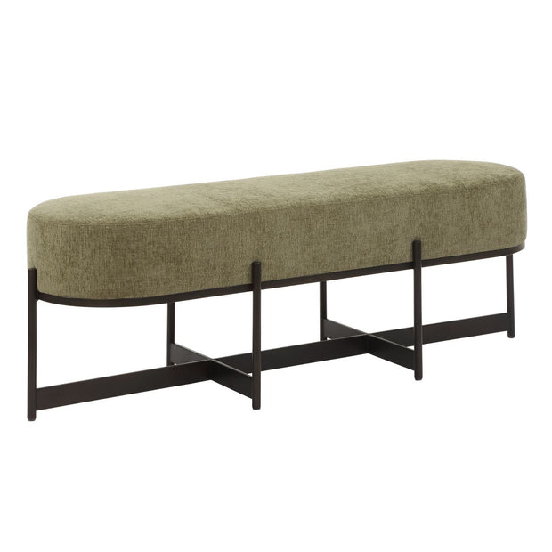 Uttermost Merino Moss Green Upholstered Bench With Bronze Iron Frame