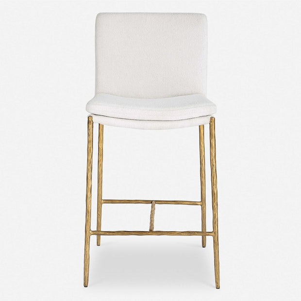 Uttermost Ascend White Boucle Cushioned Seat with Aged Gold Iron Counter Stool